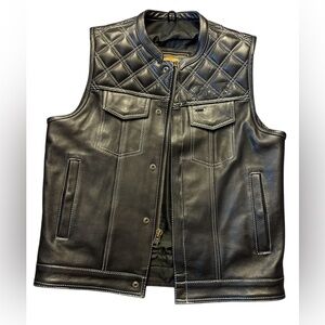 Men’s leather vest by Legend soft durable black leather size 46